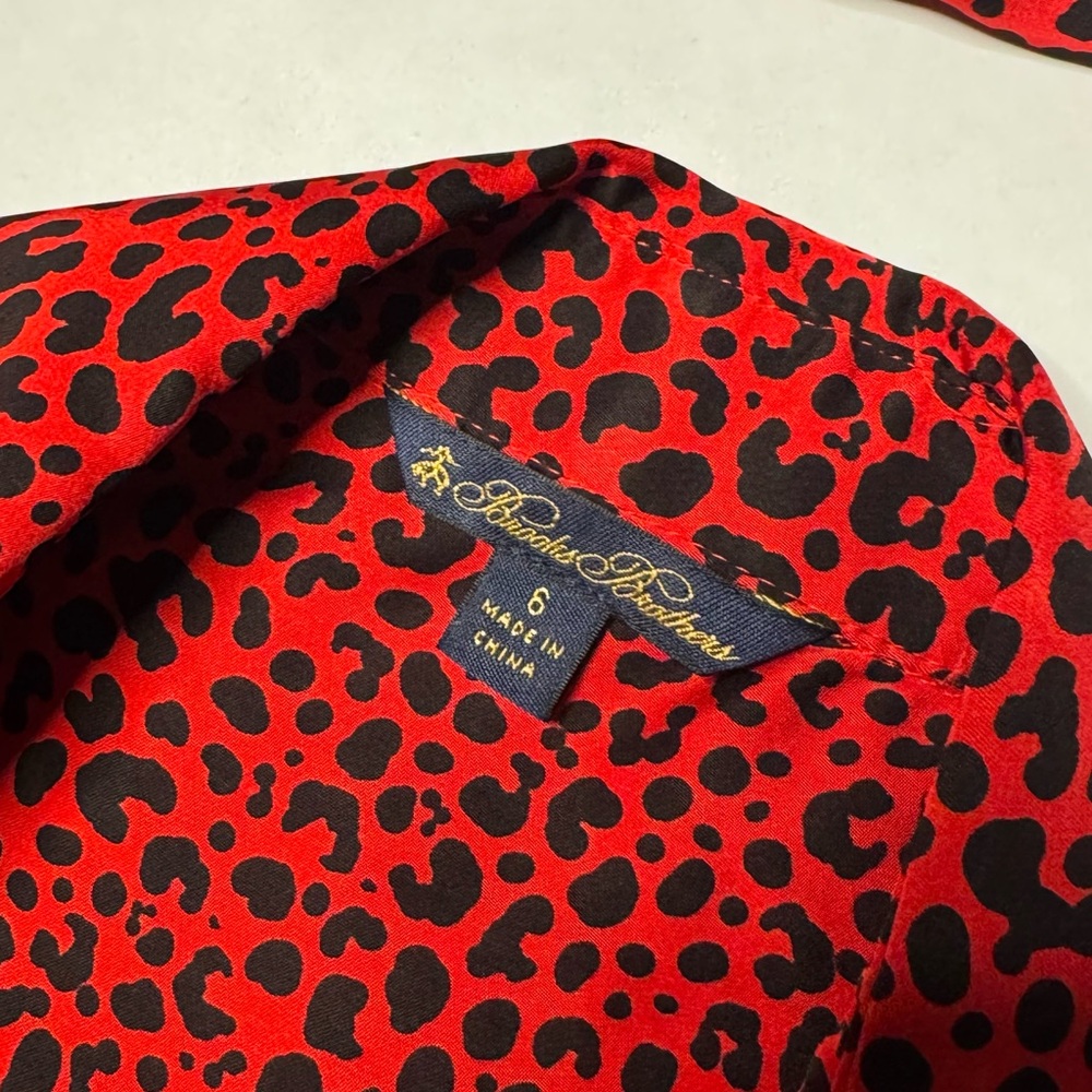 Brooks Brothers Red and Black Leopard Print Top - Picture 4 of 5